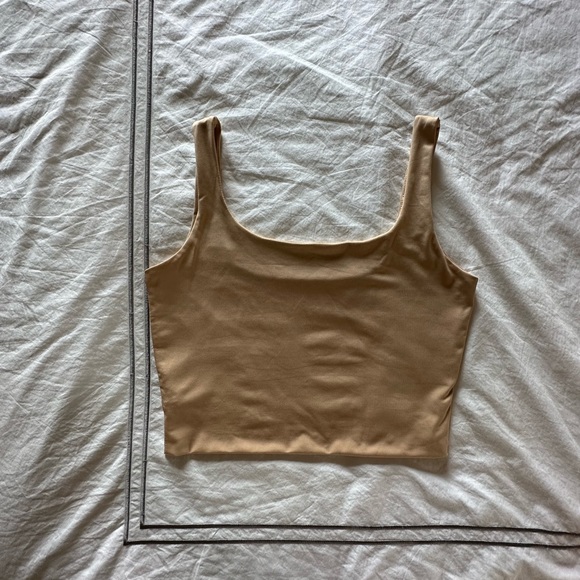 Women's Sleeveless Strappy Tank Square Neck Double Layer Crop Top - Picture 3 of 5